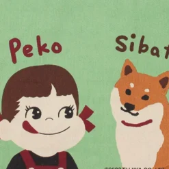Fujiya Peko-chan & Shibata Shiba Inu Green Canvas Tote Bag [A4 size]