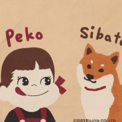Fujiya Peko-chan & Shibata Shiba Inu Beige Canvas Tote Bag [A4 size]