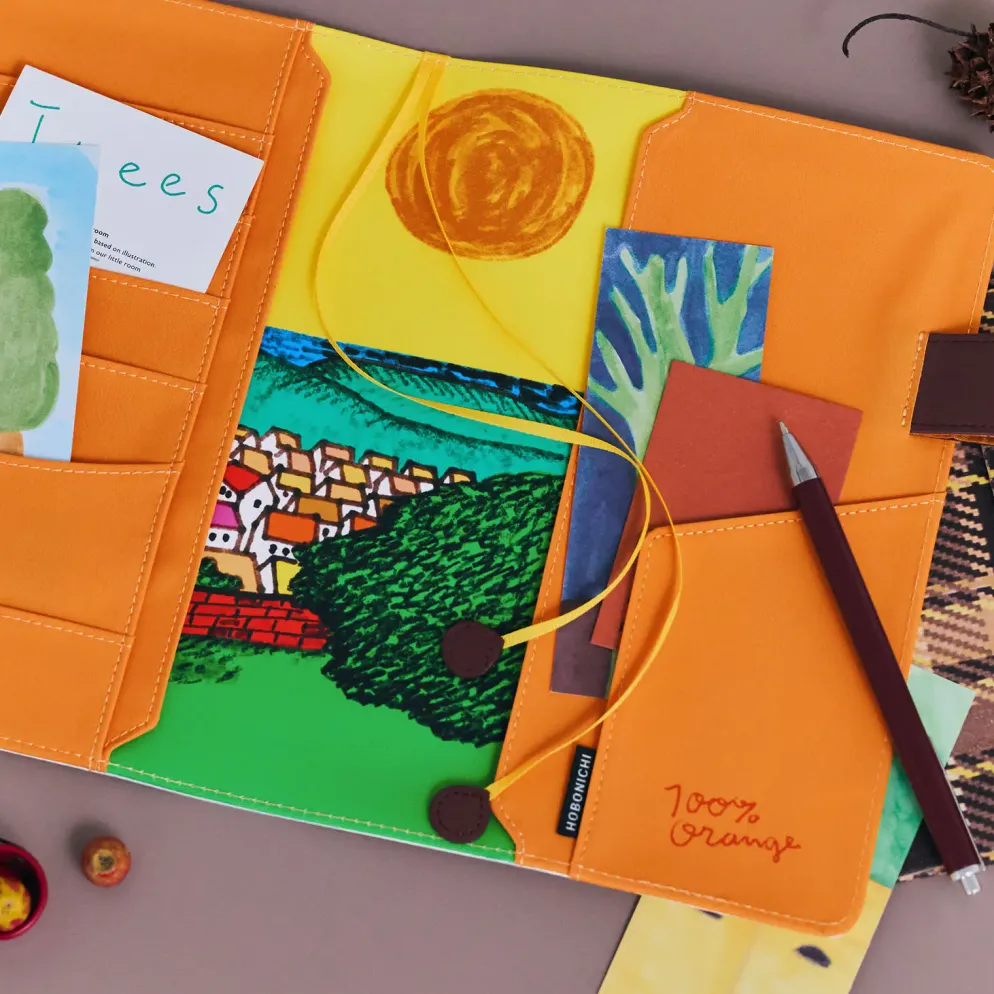 Hobonichi 2026 A5 Cousin Cover: 100%ORANGE - Where’s the Squirrel Going