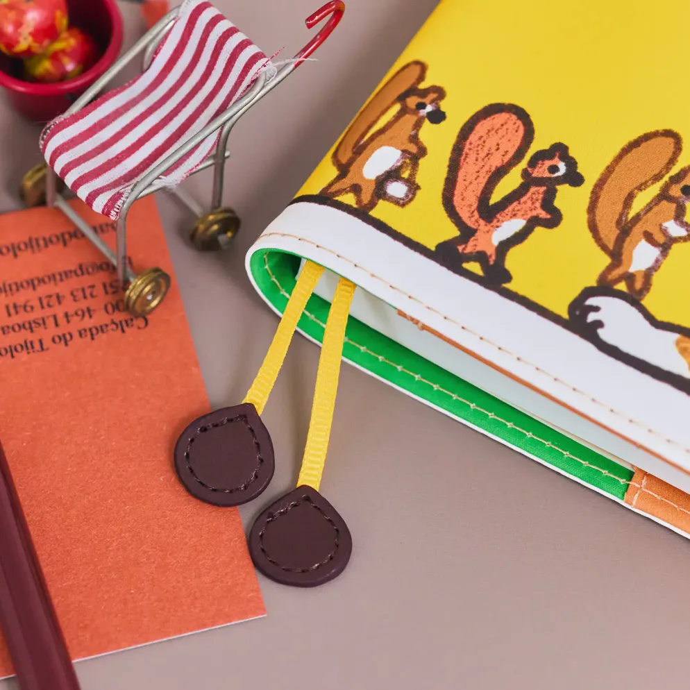 Hobonichi 2026 A5 Cousin Cover: 100%ORANGE - Where’s the Squirrel Going