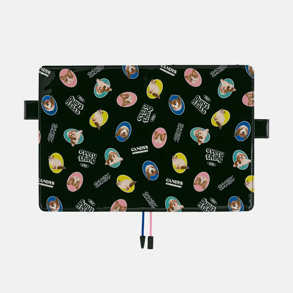 Hobonichi 2026 A5 Cousin Cover: Candy Stripper - Random Dog & Cat (Black)