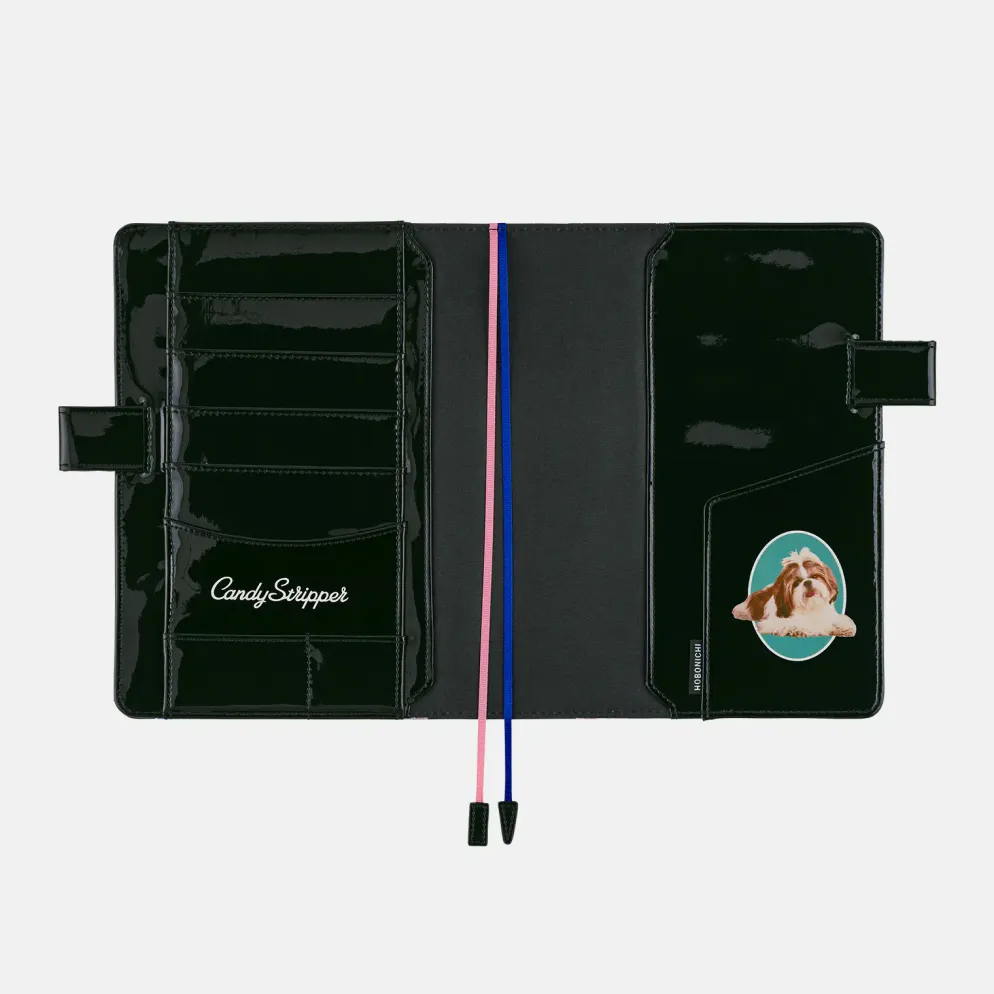 Hobonichi 2026 A5 Cousin Cover: Candy Stripper - Random Dog & Cat (Black)