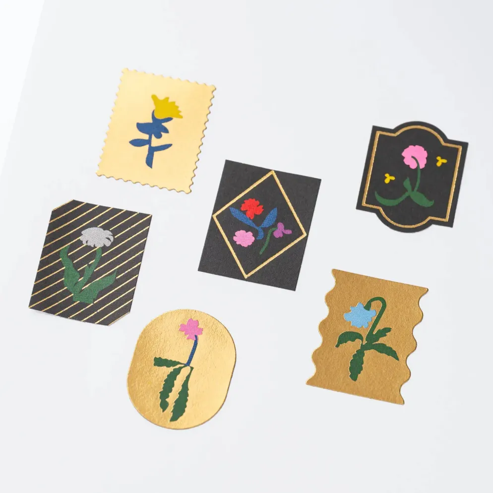 Hobonichi 2027 Accessories: Yoshie Watanabe - Foil-Stamped Stickers (Petit Bloom)