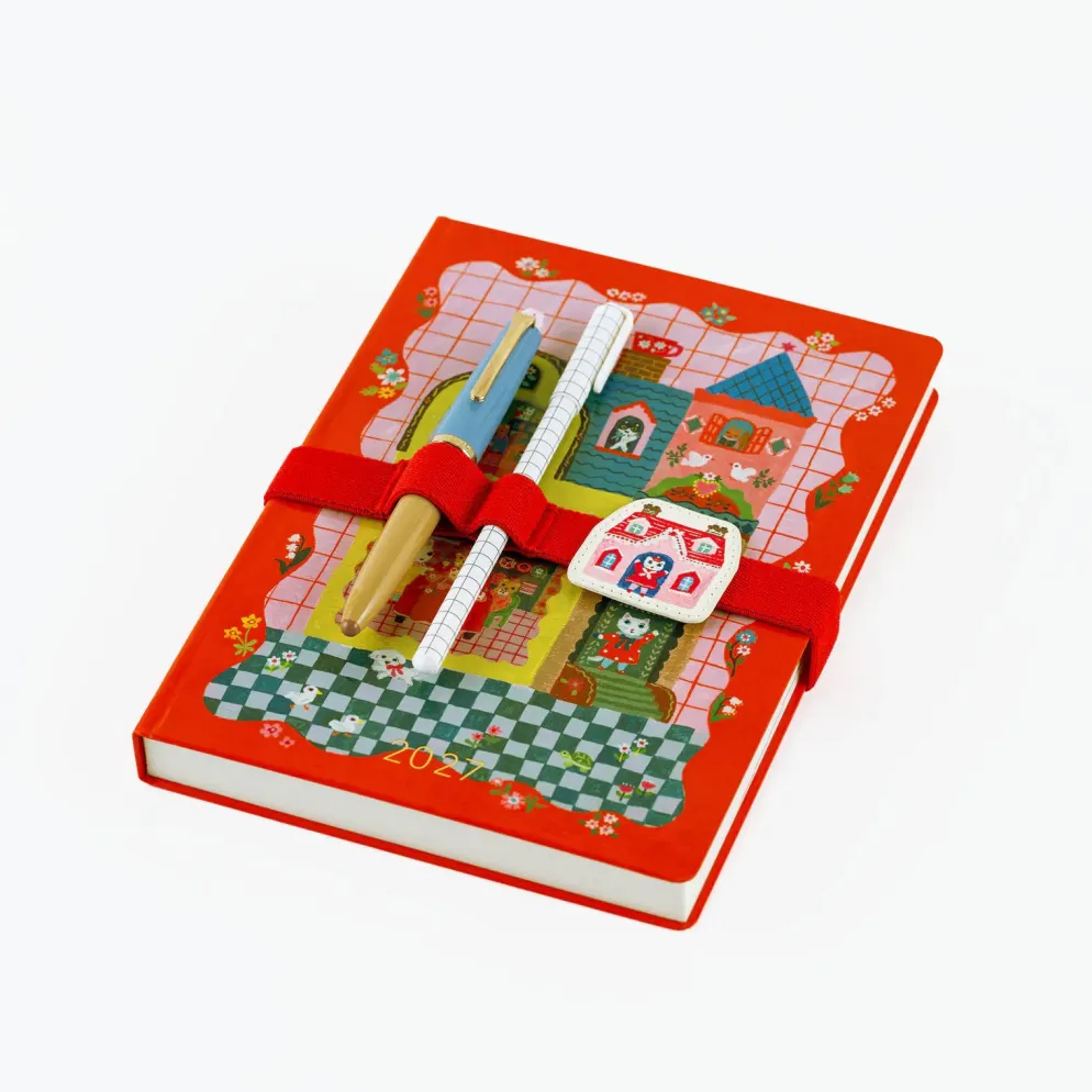 Hobonichi 2027 Accessories: Yumi Kitagishi - Book Band with Charm (White Cat)