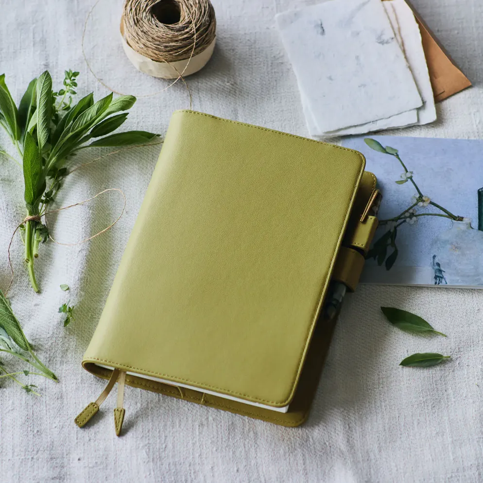 Hobonichi 2026 A5 Cousin Cover: Leather - Sage Green