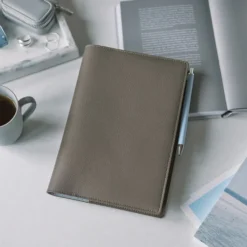 Hobonichi 2026 A5 Cousin Cover: Leather - Taut (Gray & Light Blue)