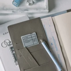 Hobonichi 2026 A5 Cousin Cover: Leather - Taut (Gray & Light Blue)