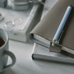 Hobonichi 2026 A5 Cousin Cover: Leather - Taut (Gray & Light Blue)