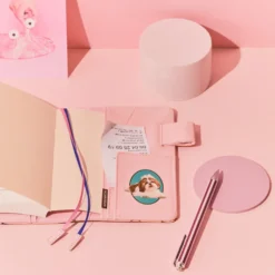 Hobonichi 2026 A6 Planner Cover: Candy Stripper - Random Dog & Cat (Pink)