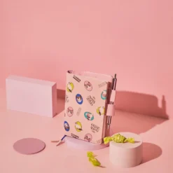 Hobonichi 2026 A6 Planner Cover: Candy Stripper - Random Dog & Cat (Pink)