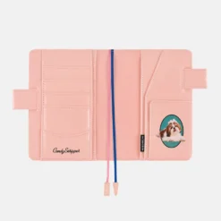Hobonichi 2026 A6 Planner Cover: Candy Stripper - Random Dog & Cat (Pink)