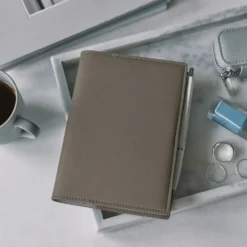 Hobonichi 2026 A6 Planner Cover: Leather - Taut (Gray & Light Blue)
