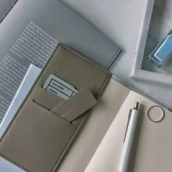 Hobonichi 2026 A6 Planner Cover: Leather - Taut (Gray & Light Blue)