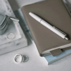 Hobonichi 2026 A6 Planner Cover: Leather - Taut (Gray & Light Blue)
