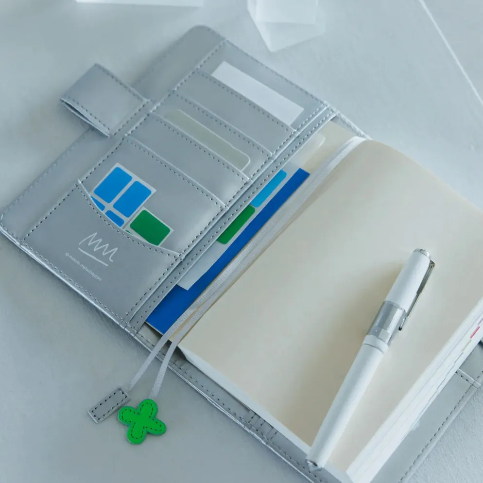 Hobonichi 2026 A6 Planner Cover: Makoto Matsubayashi - Silver Flowers