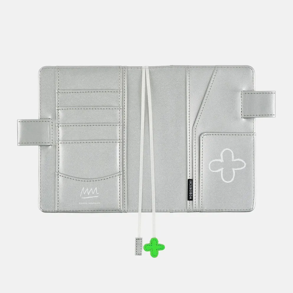 Hobonichi 2026 A6 Planner Cover: Makoto Matsubayashi - Silver Flowers