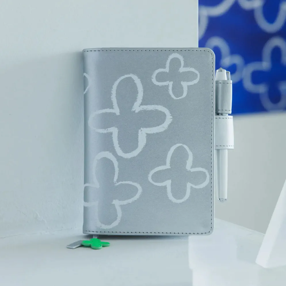 Hobonichi 2026 A6 Planner Cover: Makoto Matsubayashi - Silver Flowers