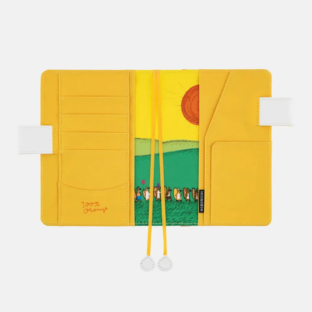 Hobonichi 2026 A6 Planner Cover: 100%ORANGE - Squirrel Squadron
