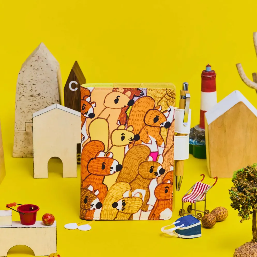 Hobonichi 2026 A6 Planner Cover: 100%ORANGE - Squirrel Squadron