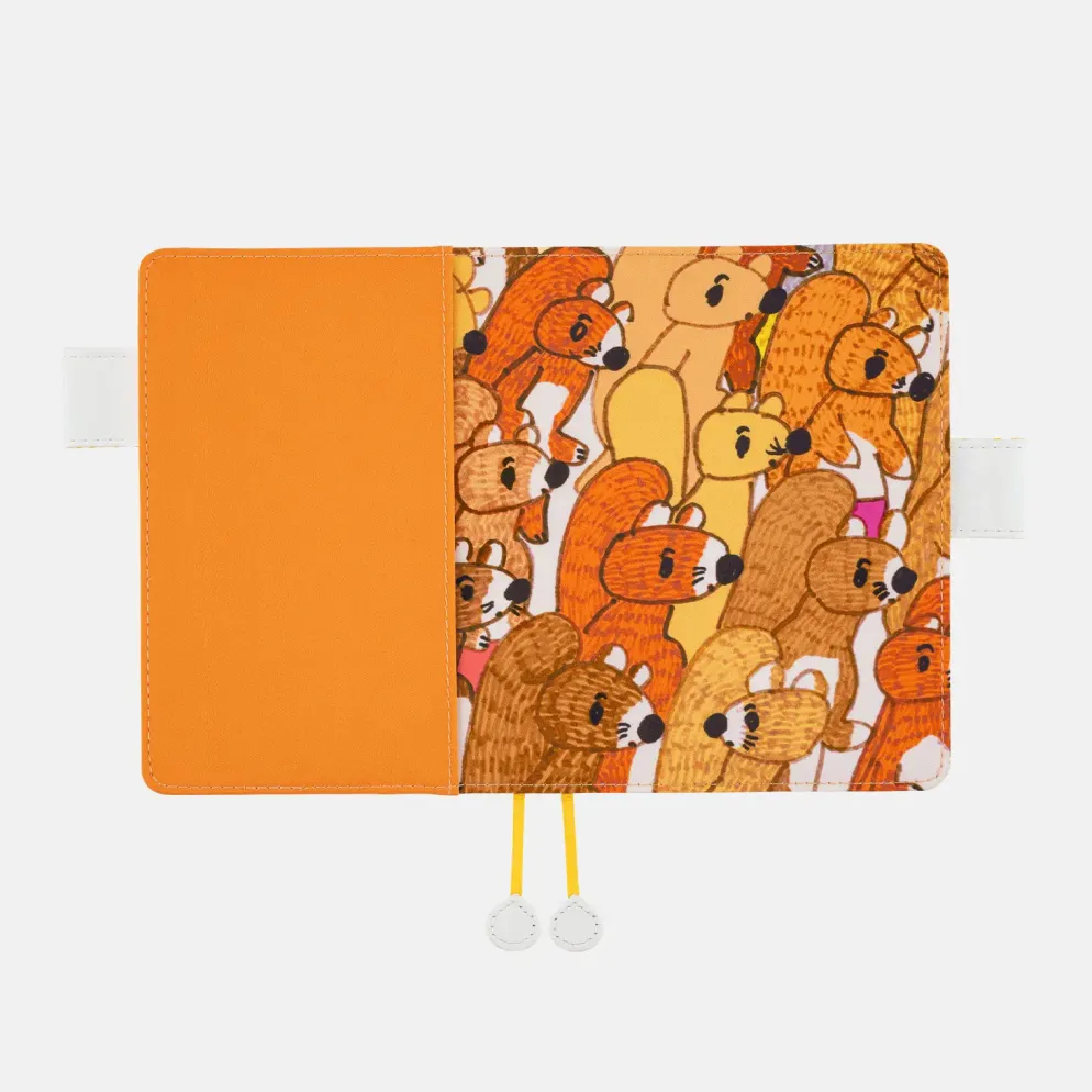 Hobonichi 2026 A6 Planner Cover: 100%ORANGE - Squirrel Squadron