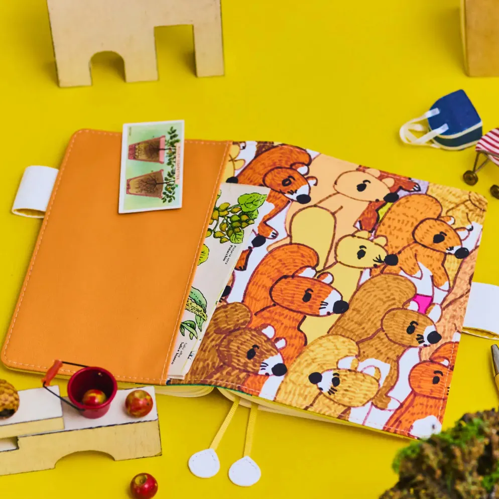 Hobonichi 2026 A6 Planner Cover: 100%ORANGE - Squirrel Squadron