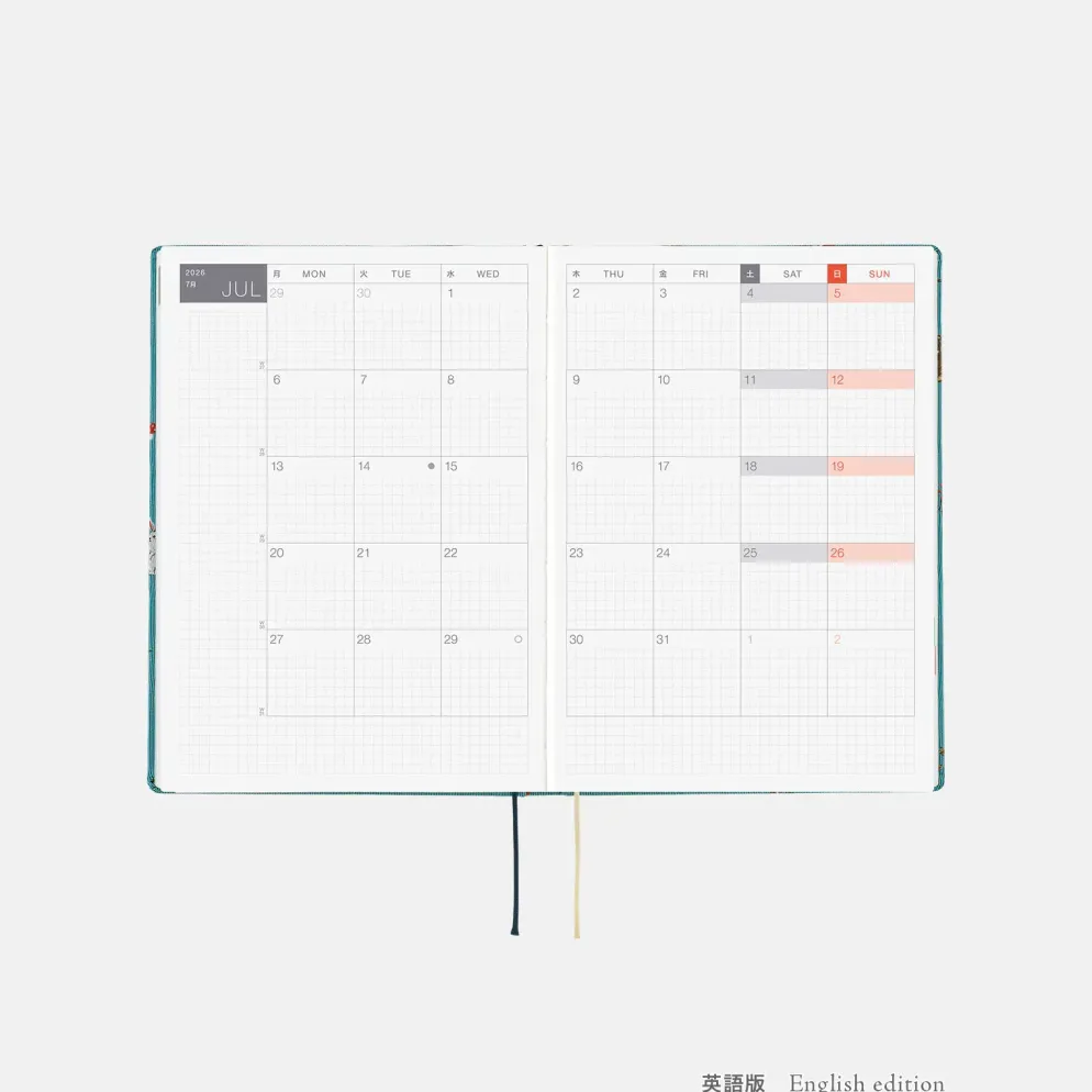Hobonichi HON A5 2026 Planner: Bow & Tie - In the Forest