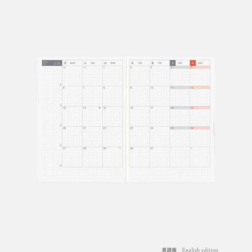 Hobonichi HON A6 2026 Planner: Paper Series - Black Gingham