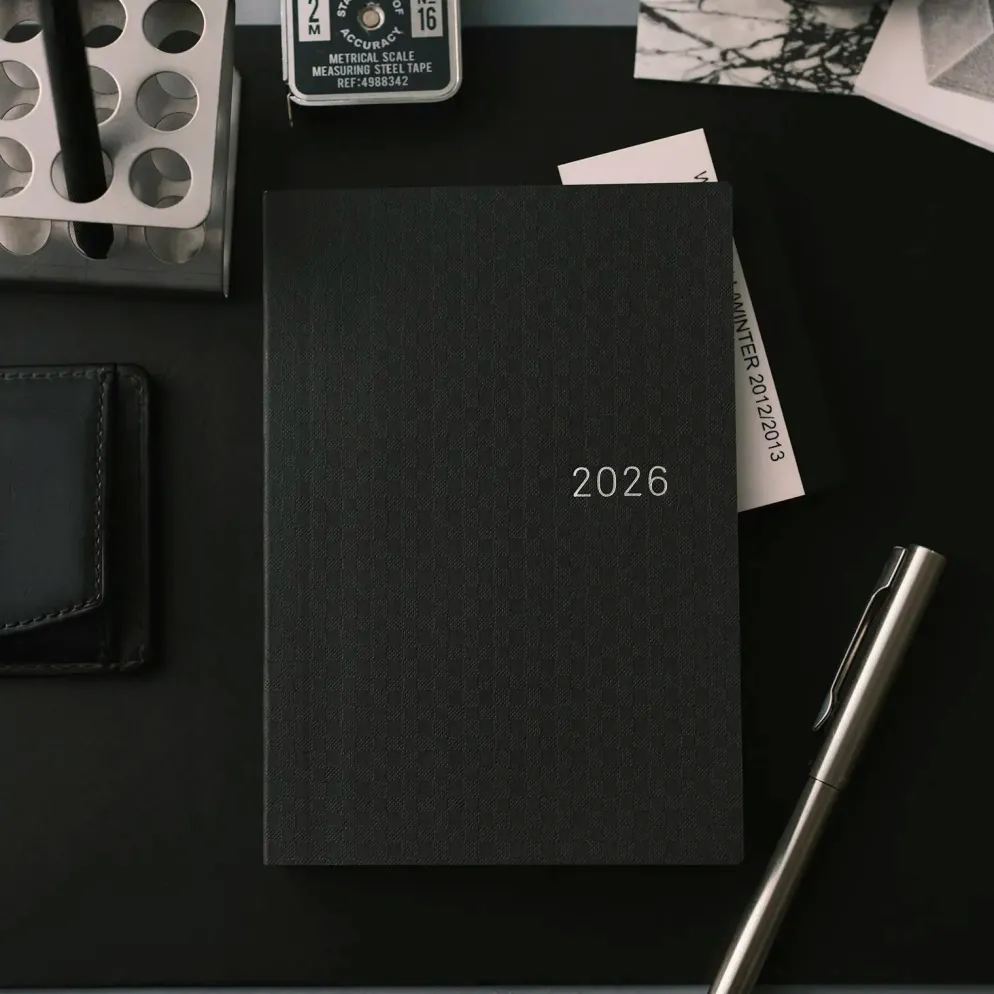 Hobonichi HON A6 2026 Planner: Paper Series - Black Gingham