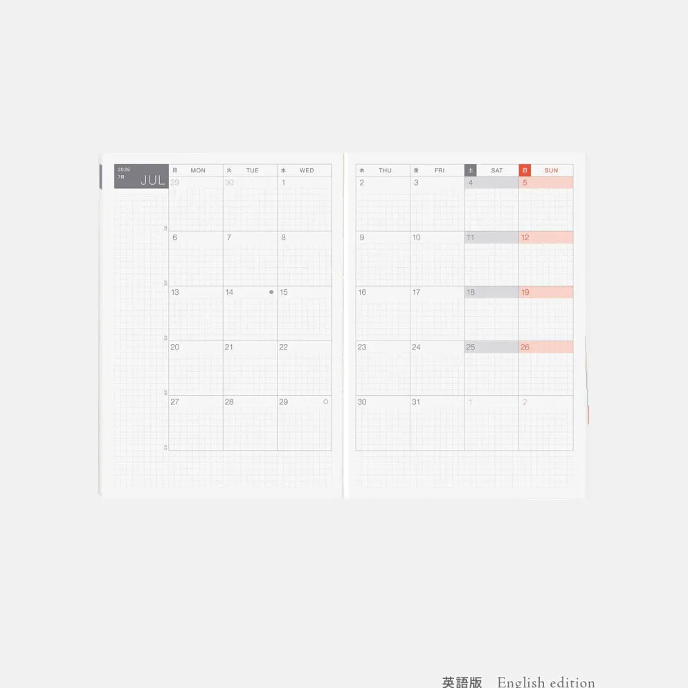 Hobonichi HON A5 2026 Planner: Paper Series - Black Gingham