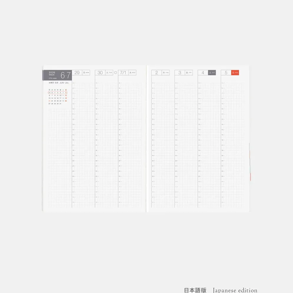 Hobonichi HON A5 2026 Planner: Paper Series - Black Gingham