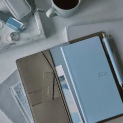 Hobonichi 2026 Weeks Planner Cover: Leather - Taut (Gray & Light Blue)