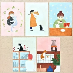 Hyogensha Cozyca Mariko Fukuda Stamps Postcard – Meow