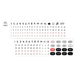 Iconic Doodle Kiss Cut Date Sticker Tape Roll