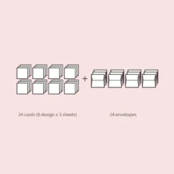 Iconic Happy Mini Card Set — 24 Assorted Blank Cards with Envelopes