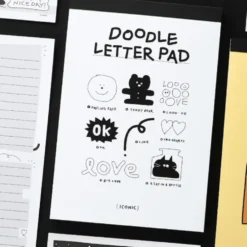 Iconic Doodle B5 Letter Paper Pad – 9 Designs, 63 Sheets