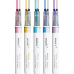 Kokuyo Mark+ Dual Colour Highlighter – Gentle Grey & Soft Hues, Clever Twin Tip