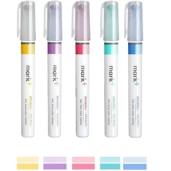 Kokuyo Mark+ Two Tone Colour Marker Highlighters (Set of 5)