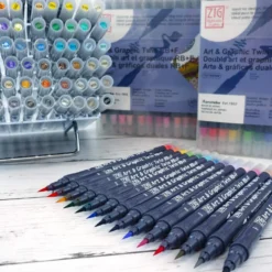 Kuretake ZIG Art & Graphic Twin-Tip RB & F (Brush Pen + Fine Point Marker) [80 colours]
