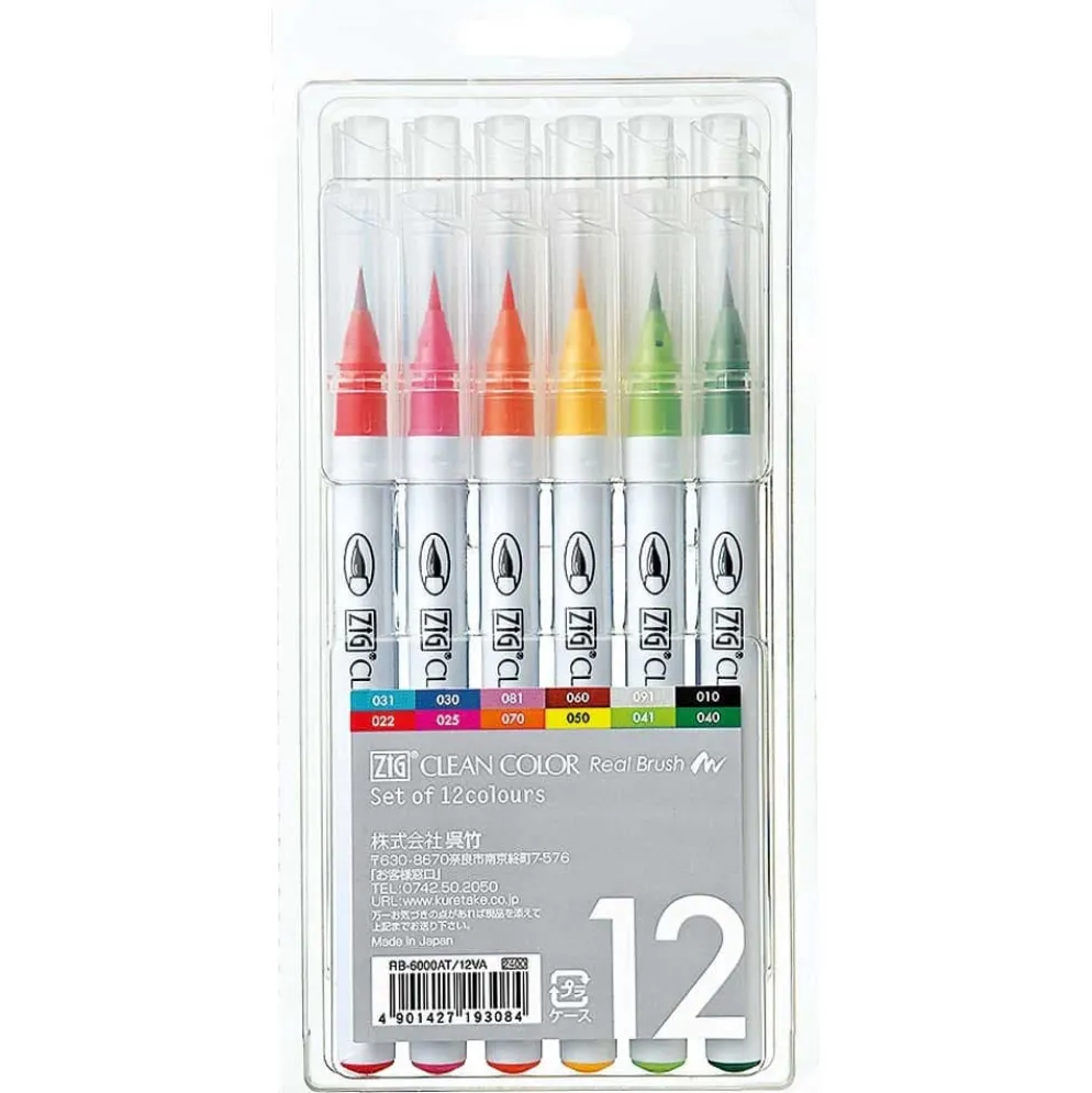 Kuretake Zig Clean Color Real Brush Pen - 12 pack