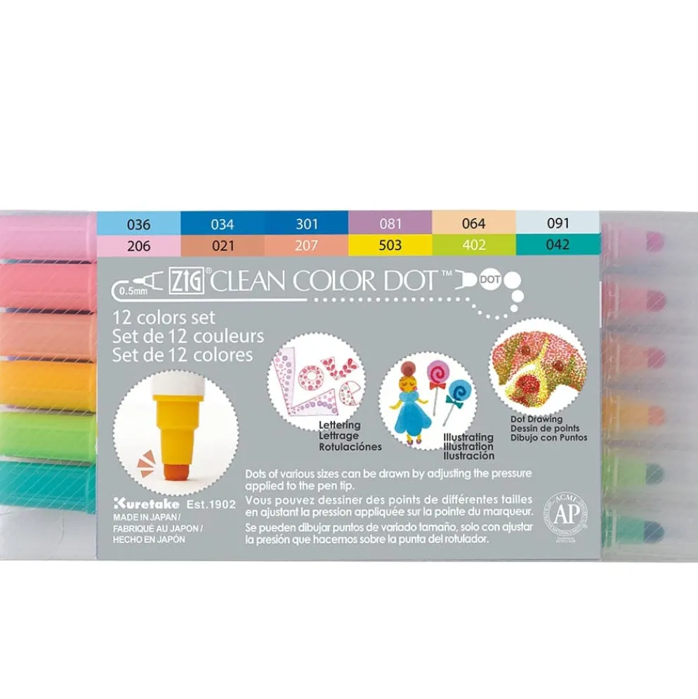 Kuretake ZIG Clean Color Dot Marker Pen (Set of 12)