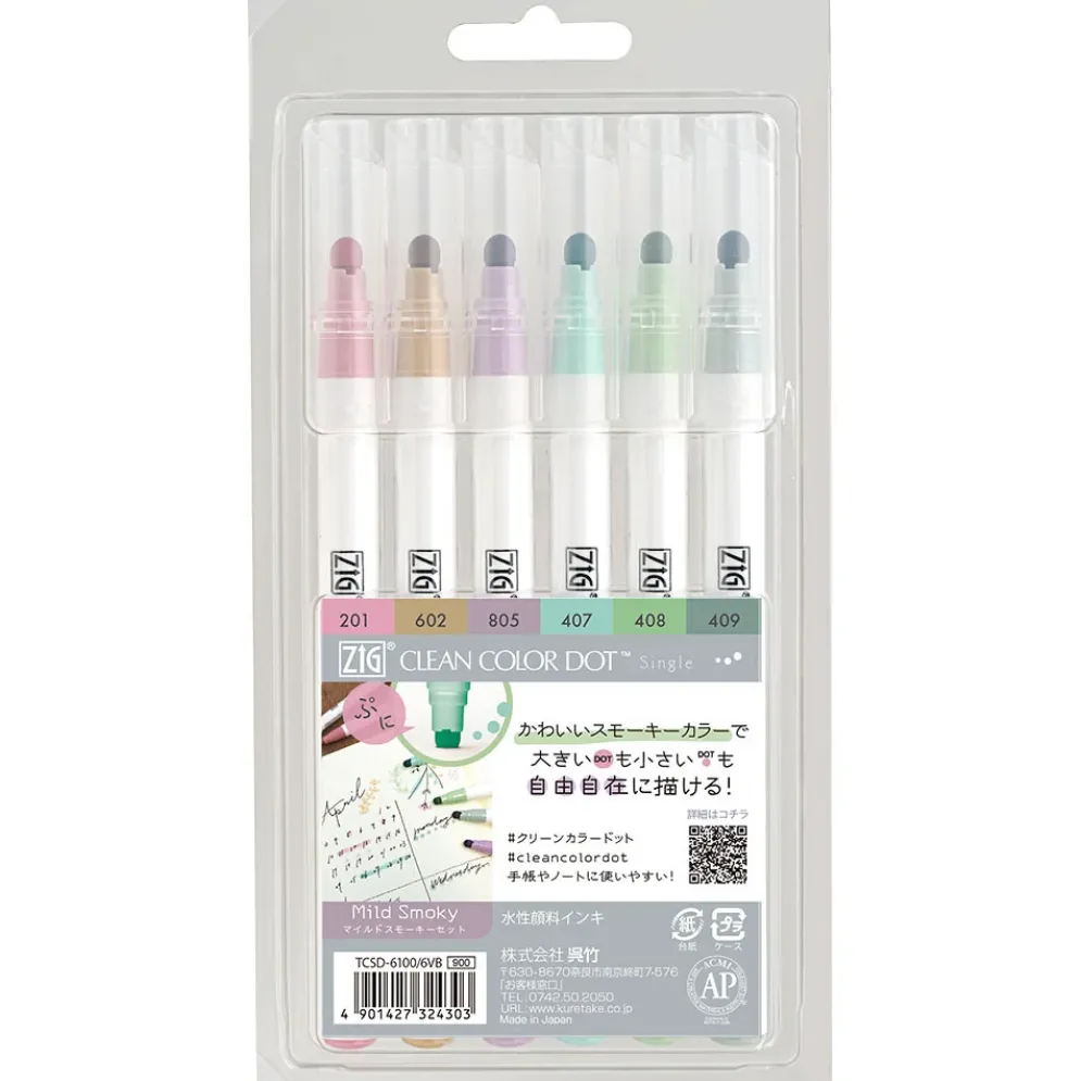 Kuretake ZIG Clean Color Dot 6 Colour Set