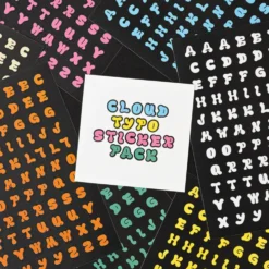 Livework Cloud Typo Removable Sticker Pack – 8 Sheets