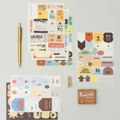 Livework LIFE & PIECES Vintage Label Sticker Set – 6 Sheets Decorative Planner Stickers