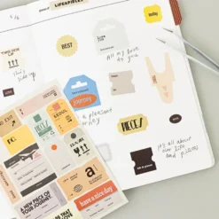 Livework LIFE & PIECES Vintage Label Sticker Set – 6 Sheets Decorative Planner Stickers