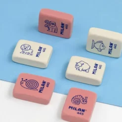 MILAN 445 Animal Design Erasers – Soft Rectangular Rubber (Pack of 6)