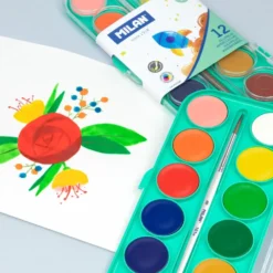 Milan 12 Opaque Colours Watercolour Set + Brush