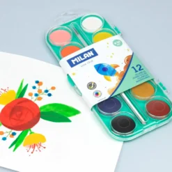 Milan 12 Opaque Colours Watercolour Set + Brush