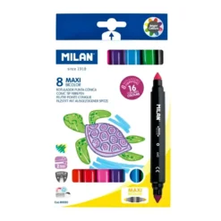 Milan Bicolour MAXI Fibrepens – (Pack of 8 / 16 Colours)