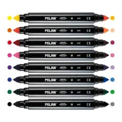 Milan Bicolour MAXI Fibrepens – (Pack of 8 / 16 Colours)