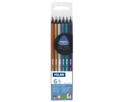 Milan Black Wood Colour Pencils – Set of 6 Metallics